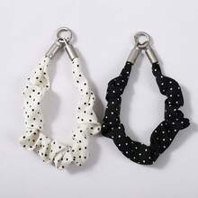 1pc Polka Dot Scrunchie Phone Lanyard With Metal Clasp, Fashionable Wrist Strap For Bags & Mobile Phones - Multicolor - View 7