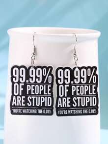 1對創意趣味時尚獨特口號「99.99% OF PEOPLE」壓克力耳環，女款日常佩戴派對飾品 - 彩色 - 查看 3