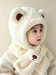 Children's One Size Hat And Scarf Set, Cute Plush Thickened Hat And Neck Warmer, Autumn/Winter Style, Suitable For Boys And Girls - Multicolor - View 4