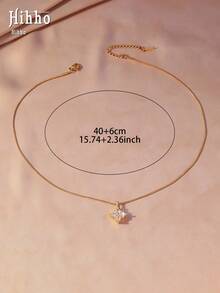 Hihho 1pc Luxury Clover Zirconia Pendant Necklace, Snake Chain, Versatile Daily Commute Elegant Neck Accessory Gift - Four Leaf Clover - View 7