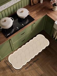 1pc Auspicious Cloud Wave Diatom Mud Floor Mat, Fabric Surface With Absorbent Sponge Rubber Bottom, 3.5mm Trimmable, Absorbent Anti-Slip Oil-Resistant, Suitable For Bathroom, Kitchen, Entryway, Laundry Room - View 9