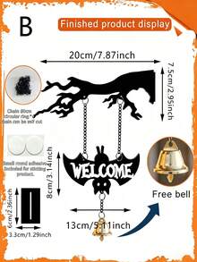 2/1 buah Dekorasi Gantung Akrilik Halloween Kreatif Ranting Pohon Mati Hantu Kelelawar Lonceng Tanda Selamat Datang Dekorasi Suasana Dinding - Ornamen akrilik Halloween - View 6