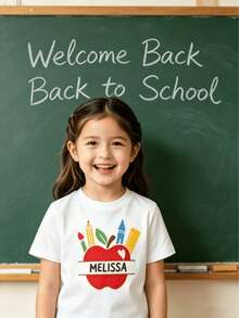 1/5/10pcs Customized Back To School DTF Heat Transfer Stickers, Cute Apple Pencil Crayon Ruler Print Iron-On Patches, Customizable Name, Durable Washable Reusable Heat Transfer Decals, DIY Decoration For Children's Clothing Bags, Kids Handmade Craft Gift - Multicolor - View 11