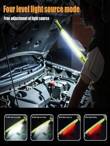 1 pieza Luz de trabajo LED magnética de 3000LM, Luz de trabajo recargable para mecánicos con 4 modos de luz, Luz de inspección bajo el capó resistente al agua y a prueba de roturas, Gancho y imán giratorio 360°, Carga Tipo-C Linterna de emergencia para reparación de automóviles - Lámpara de inspección magnética - Ver 6