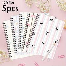 5pcs A5 Bow Theme Spiral Bound Notebooks, Suitable For Daily Office Use, With Easy-Tear Bow Cover, Applicable For Any Holiday, Women's Stationery, Back To School, School Supplies - 5PCS - View 6