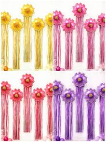 6 Peças Decorações de Cortina com Borlas de Girassol Dourado/Rosa/Vermelho/Roxo - Bola de Folha de Girassol de 21,5 Polegadas com Borla de 2m, Suprimentos de Festa de Luxo, Perfeito para Decoração de Festa de Aniversário, Festa de Princesa, Casamento, Ação de Graças, Dia dos Namorados, Eventos de Despedida de Solteira. - Cortina de chuva de flores - Visão 7