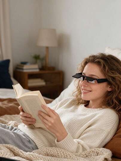 1 Pair 90° Refraction Slouchy Glasses, Suitable For Gaming And Movie Watching, Slouchy Sofa Vacation, Men's Casual Functional Glasses, Women's No-Head-Down Reading Glasses (Note: Optical Lens Product Is Relatively Heavy)
