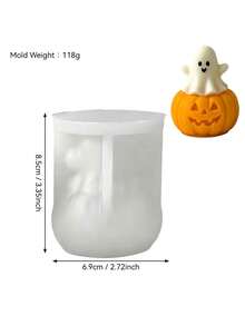 1pc Halloween 3D Candle Mold, Pumpkin Candle Silicone Mold, DIY Mold For Holiday Candles, Soaps, Plaster Ornaments, Suitable For Halloween Gifts - Pumpkin Ghost Mold - View 6