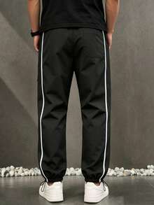 Pantalones de estilo universitario callejero para hombres, otoño - Azul Negro - Ver 2