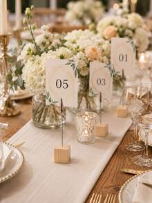 8/4 PC Wooden Photo Frame With Metal Alligator Clips, Wedding Party Seat Number Decoration Clips, Pine Message Card Display Stand, Suitable For Family Photos, Place Cards, Memos, Wedding Table Decorations. - Multicolor - View 3
