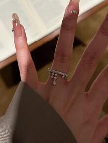 1 pieza Anillo de lujo minimalista frío y elegante de calidad premium - Anillo elegante con gota - Ver 2