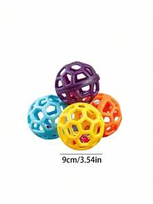 Durable Hollow Elastic Bell Ball, Teething Training Ball, Self-Play Toy, Suitable For Small To Medium Pet Dogs And Cats, Cute Toy Ball With Inner Bell, Random Color - Multicolor - View 9