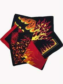 3 pièces Foulard carré unisexe à imprimé flamme à la mode, accessoire polyvalent pour l'extérieur, bandeau pour cheveux, bandana, serviette de visage, mouchoir, foulard, châle - Multicolore - Voir 12