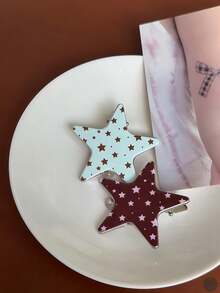 4pcs Star & Polka Dot Hair Clips, No-Crease Bangs Clips, Side Hair Clips, Sweet Hair Accessories - Multicolor - View 4