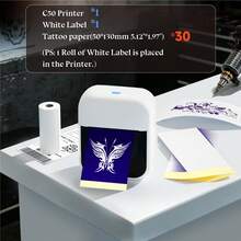ORICO C50 Mini Wireless Tattoo Printer, Compatible With Smartphones And Tablets, Compact Thermal Tattoo Printing Device, Suitable For Professionals And Beginners, Mini Thermal Printer, Designed For Small Tattoos, Applicable For Tattoos And Labels, Includes 10/30/60/110 Sheets Of Tattoo Transfer Paper - Black and White - View 15