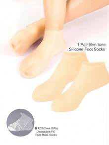 1 Pair Silicone Moisturizing Foot Socks, Effectively Care For Feet, Prevent Cracked Heels, Remove Dead Skin, Elastic Foot Socks, All-Day Moisture Locking, Prevent Dryness, Odorless, Easy To Wear And Take Off, Soft And Comfortable Material, Daily Use - Multicolor - View 11