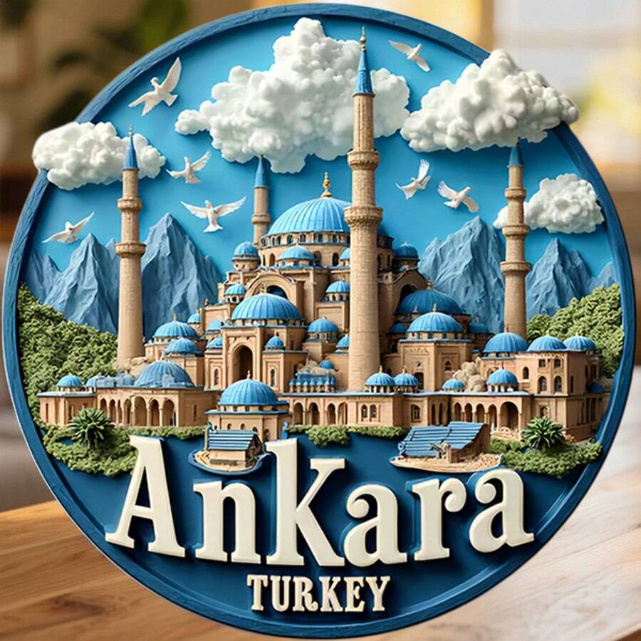 Ankara Blue Dome Minarets And The Call Of Doves Magnet Where The Heart Of Anatolia Prays In Stone Keepsake For All Metal Surfaces Throughout The Home - A - View 1
