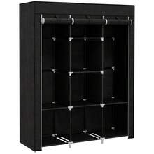 Fabric Wardrobe, With Rails And Shelves - Black - T0001-01-3163 - View 12