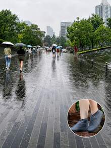 2雙防水雨鞋套，白色透明塑膠抽繩防水雨鞋套，多尺寸，防滑、防水防塵可重複使用鞋套，戶外配件，適用於學校、辦公室、居家、旅行、鞋子收納 - 多色 - 查看 10