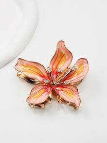 Summer Beach Vintage Gradient Lily Hair Claw, Oil-Drip Enamel Petal Exquisite Rhinestone Hair Clip, Luxury Gilded Alloy Material Non-Pulling Hair, Beach Vacation, Evening Dress, Photo Styling, Commute Half-Up Hair Accessory, Hibiscus/Hawaiian Flower Casual Zinc Alloy Hair Claw, Hair Claw Summer - Hawaiian Flower Hair Claw - View 12