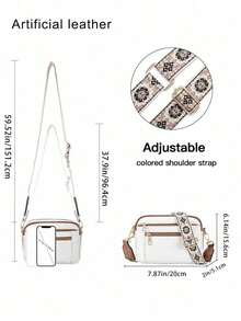 Fashion Solid Color Faux Leather Women's Bag With Adjustable Shoulder Strap, Multi-Functional Zipper Crossbody Bag, Suitable For Outings And Shopping - White - View 5