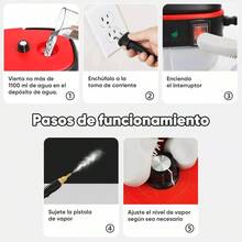 Dashline Limpiador De Vapor De 2500W Mango Ajustable De 6 Niveles Máquina De Limpieza A Vapor Presurizada De Alta Temperatura Con Tanque De Agua De 1200 Ml Para Cocina Baño Coches oficinas Etc - Rojo - Ver 6