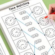 Time Cognition + Number 0-100 Tracing Pen Control Training Workbook Set: Learn Hours, Minutes, Seconds, Kindergarten Transition Math, Preschool Children Pen Control And Number Tracing Book - Multicolor - View 4