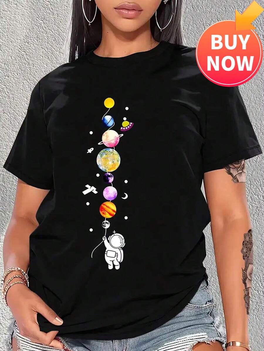 Autunno Special Summer Tops Basic Crew Neck Short Sleeve T-Shirt Unisex - Black - View 1