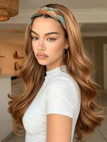24-Inch Women's Large Wavy Curly Half-Head Wig With Colorful Woven Headband, Detachable, Suitable For Everyday Wear, Instantly Adds Hair Volume And Covers The Hairline, Suitable For Hair Augmentation. - Multicolor - View 8