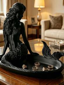 1pc Mermaid Jewelry Tray, Decorative Storage, Desktop Organizer, Mermaid Sculpture, Shell-Shaped Dish, Suitable For Rings, Necklaces, Jewelry Storage, Holiday Decoration, Decorative Ornament, Home Decor, Dorm Storage, Back To School, Halloween, Christmas - Multicolor - View 8