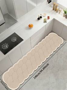 1pc Auspicious Cloud Wave Diatom Mud Floor Mat, Fabric Surface With Absorbent Sponge Rubber Bottom, 3.5mm Trimmable, Absorbent Anti-Slip Oil-Resistant, Suitable For Bathroom, Kitchen, Entryway, Laundry Room - View 11