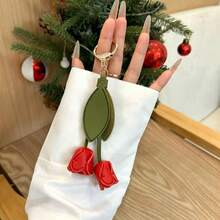JRESSIAL 1件女款鑰匙圈吊飾，甜美創意拼色PU皮革鬱金香花鑰匙圈，適合包包與衣物日常佩戴，小眾美學配件，汽車掛飾，生日與週年禮物 - 彩色 - 查看 3