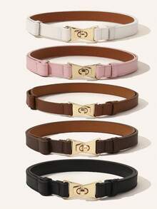 1pc Adjustable Size Gold Buckle Plus Size Slouchy Belt, Suitable For Jeans, Casual Wear, Jackets, Skirts, Daily Use, Bohemian PU Leather Cross Texture Belt For Various Styles - Lock - View 10
