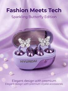 HYUNDAI X01/SU7 Wireless Bluetooth Earbuds AI Smart Translation Version Wireless Bluetooth Clip-On Earbuds Roland Purple With Snowflake/Butterfly/Tassel Luxury Ear Accessories - View 2