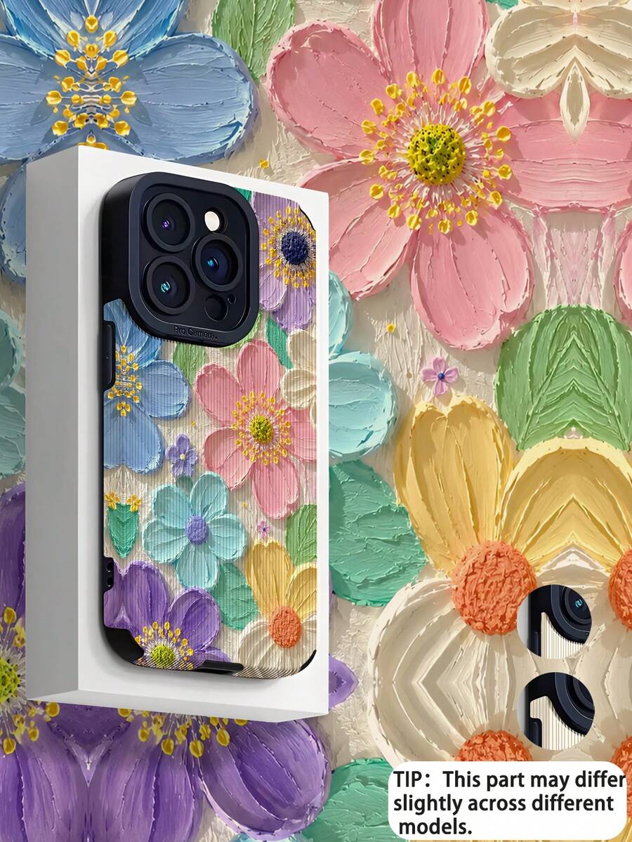 1件花卉圖案柔軟手機殼,兼容 Apple 及多款機型 - 彩色 - 查看 1