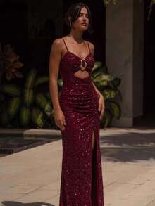 Burgunderrote elegante Abschlussball Ballkleider, romantische Festliche Abendkleider, luxuriöse verzierte Damenkleider für Abend, Hochzeit, Abschlussball, Cocktail, Musikfestival, Herbst - Bordeaux - Übersicht 4
