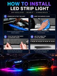 XF.Meraki Smart RGB Car Underglow Light Kit, App And RF Remote Control, IP67 Waterproof, Decorative Lights, 16 Million Color LED Strip, Music Sync - 1-to-4 - View 8