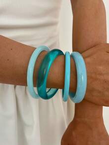 4pcs Elegant Vintage Fashion Minimalist Design Acrylic Material Suitable For Daily Wear - 4-piece Set - View 3