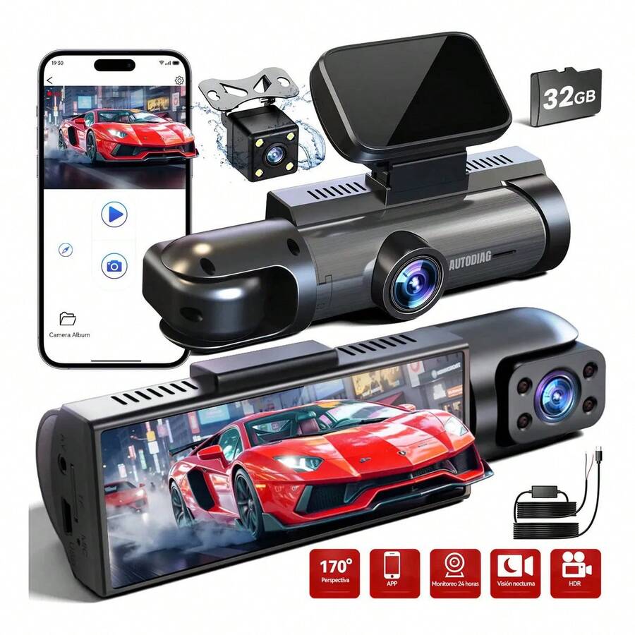 Cámara para Auto AUTODIAG Full HD 1080p con Wi-y 32 GB de Memoria