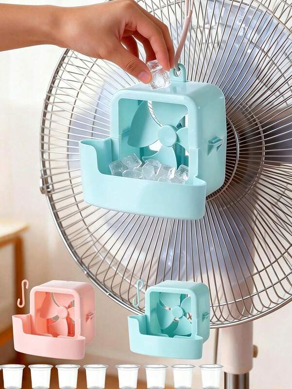1/2 Sets (Rosa/Azul) Juego de Ventilador Portátil - Incluye 4 Cajas de Cubitos de Hielo, Diseñado para Enfriamiento y Reducción de Temperatura, Sin Energía Requerida, Adecuado para Ventiladores de Piso y Ventiladores de Escritorio. Este Juego Mejora el Efecto de Enfriamiento de Verano al Agregar Cubitos de Hielo al Ventilador, Logrando un Enfriamiento Rápido y Reducción de Temperatura Sin Energía, Convirtiéndolo en un Artículo Esencial para el Hogar/Oficina y una Excelente Opción para la Decoración del Hogar y Necesidades Diarias.