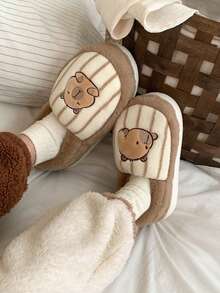 XIXITIAO Cute Closed-Toe Capybara Slippers, Soft Warm Cozy House Slippers - Light Brown - View 5