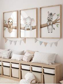 1pc Canvas Framed Baby Room Wall Art Decor, Animal Baby Poster, Sloth ...