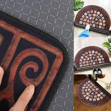 H&R Outdoor Door Mat Slate Effect Half Moon Mat With Anti-Slip Rubber Backing - Brown - View 9