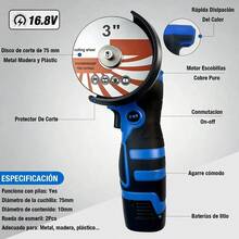 Mini Amoladora Angular Inalámbrica WANSE de 75 mm para Metal y Cerámica con 3 Baterías de 16.8 V - Azul marino - Ver 5