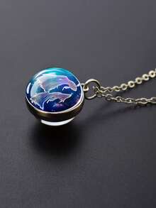 1pc 12 Zodiac Constellation Necklace, Starry Night Glow Glass Ball Pendant Necklace, Suitable For Men And Women, Birthday Gift - Silver - View 10