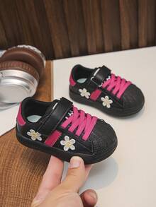 Black & White Infant Shell Toe Sports Shoes - Non-Slip Soft Sole - Hot Pink - View 2