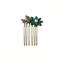 5pcs Women's Vintage Hair Combs Decor, Butterfly Flower Leaf Pearl Rhinestone Metal Hair Combs With Teeth Clips, Crystal Bridal Hair Pins, Suitable For Wedding Accessories, Daily Wear, Halloween - Multicolor - View 9