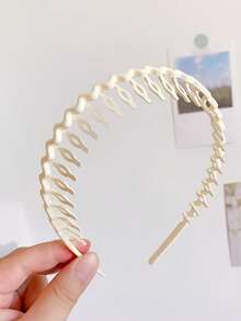 6 piezas de diademas de plástico con dientes de onda de color nuevo y simple - Multicolor - Ver 7