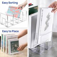 LOVEWE 4-Piece Clear Acrylic Purse & Handbag Organizer - 4-Section Desktop Storage Rack With Shelf Dividers For Neat Book & Bag Organization - 4pcs - View 10