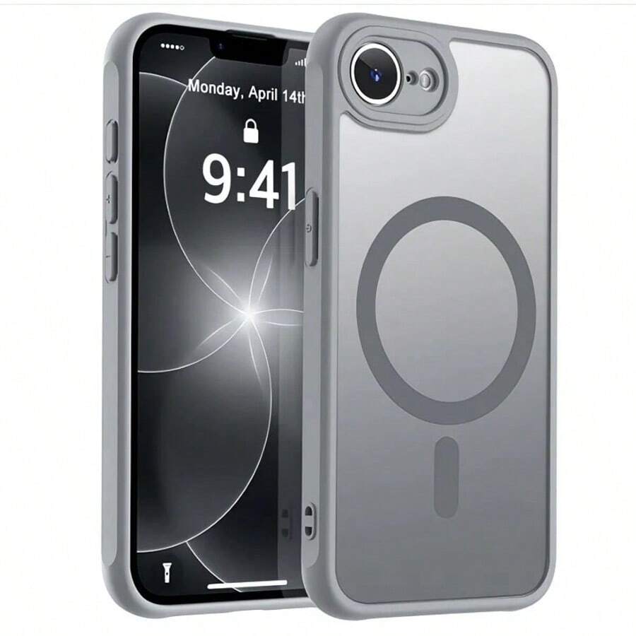 磨砂半透明磁吸保護殼，適用於 iPhone 17E 16E 17 Air 16 15 14 13 12 11 Plus Pro Max，相機保護防摔殼 - 灰色 - 查看 1